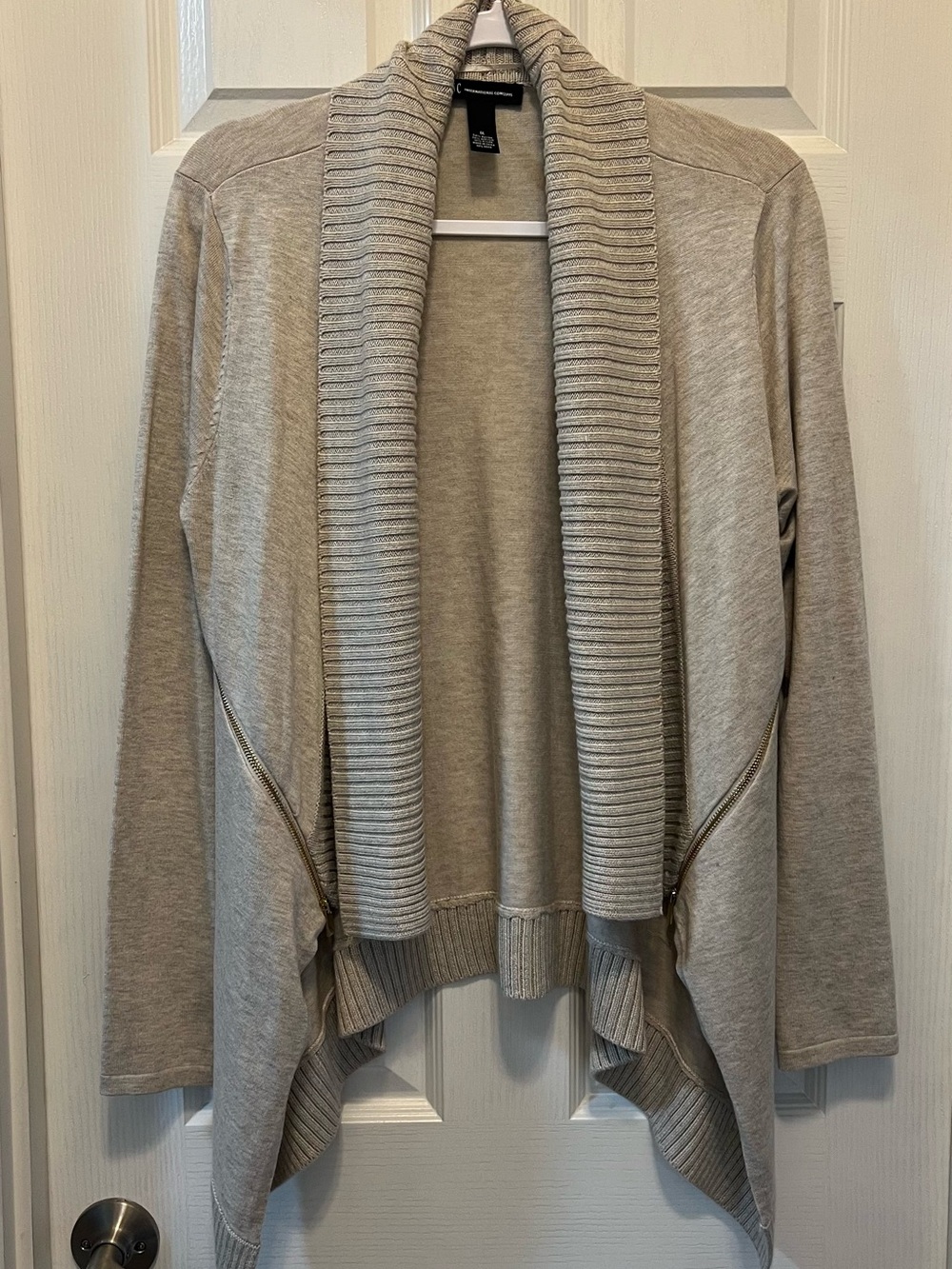 INC International Concepts Light Gray Shawl Collar Open Cardigan